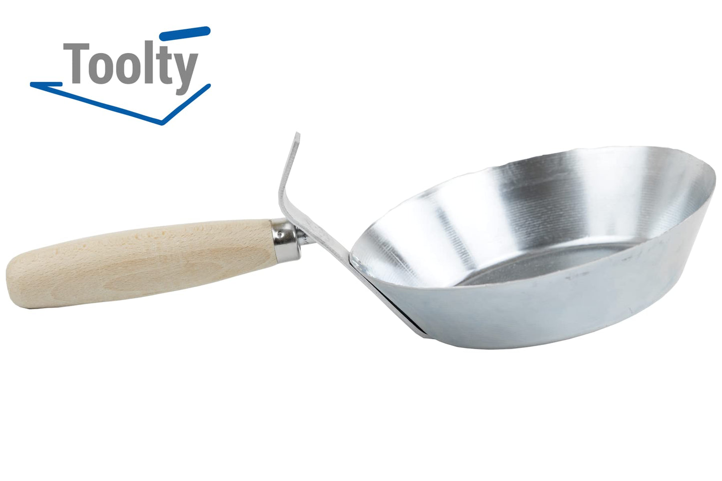 Toolty Masonry Scoop, Construction Pan - 170mm (6.69") - Wooden Handle - Galvanized Steel - Plaster, Water, Hand Tools, DIY - TLTY-0411