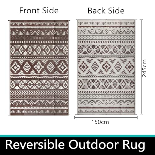 Famibay Outdoor Rug Waterproof Patio Rugs Large Garden Rug Camping Mat Portable Picnic Blanket Outdoor Floor Mat for Balcony Deck Backyard Porch Beach BBQ