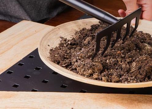 Hand Garden Rake,Garden Tools,Rake for Gardening,Garden Rakes for Lawns,Heavy Duty Carbon Steel Mini Hand Cultivator Grass Leaf Rake Gardening Tools