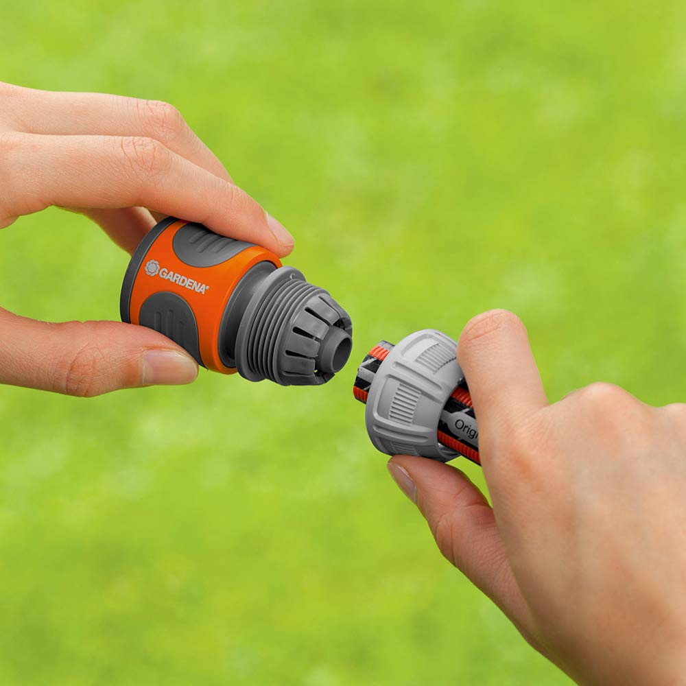 Gardena Coupling Set: Hose Coupling for Hose Extension 13 mm (1/2 inch) and 15 mm (5/8 inch), Works with high Water Pressure, Easy Installation (18283-20)