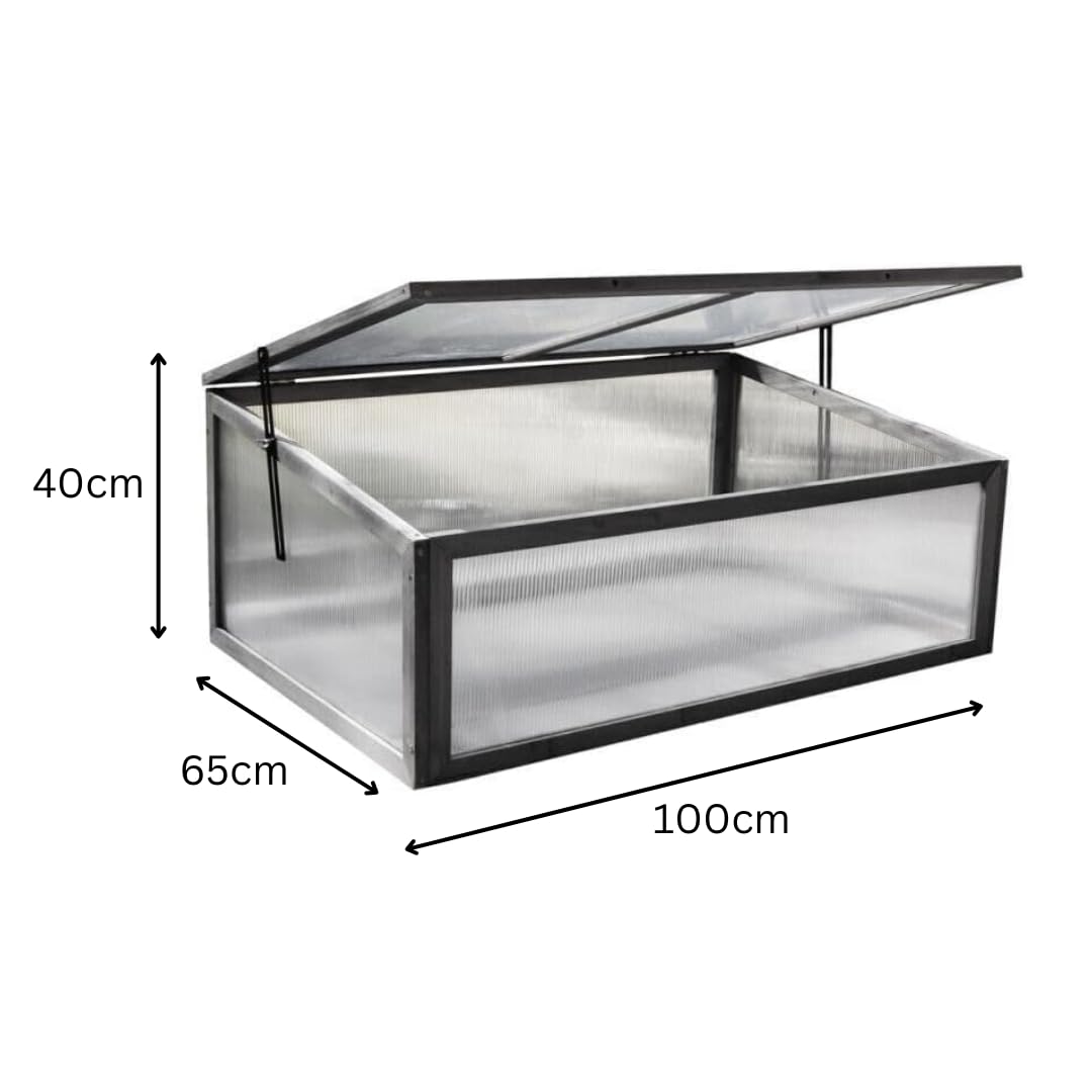 Garden Mile Wooden Mini Cold Frame Small Garden Greenhouse Growing Plant Protection Waterproof Weather Resistant Suitable for Outdoor Vegetables, Flowers and Seed Germination (Grey)