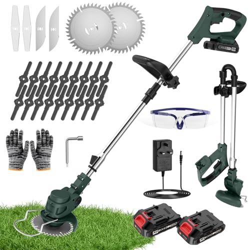 Cordless Strimmer with 4 Blades & 2x21V Batteries