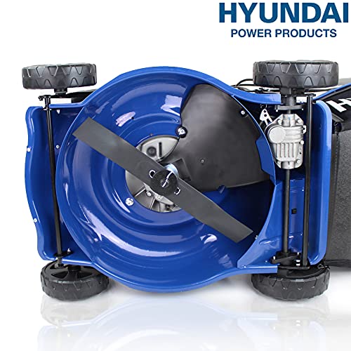 Hyundai Petrol Self Propelled Lawnmower, 17"/43cm 139cc, Recoil Pull Start, 5 Adjustable Cutting Heights, Large 45l Grass Collector Bag, Foldable Handles, 3 Year Warranty,