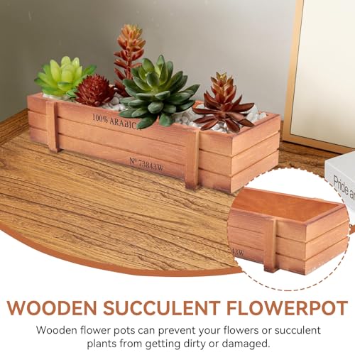 2PCS Wood Planter Box, Rectangle Planter Box Wood Rustic Flower Boxes Windowsill Planter Cactus Succulent Planter Box for Home Outdoor 22.7 * 10 * 4.8cm/8.9 * 3.9 * 1.9in