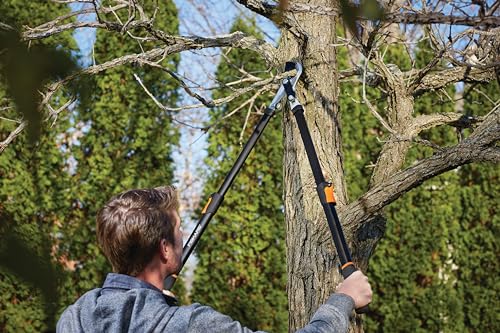 Fiskars Telescopic Tree Pruner for fresh wood, Non-stick coating, Hardened Precision Steel, Handle length: 63 to 83 cm, Black/Orange, L13, 1027528