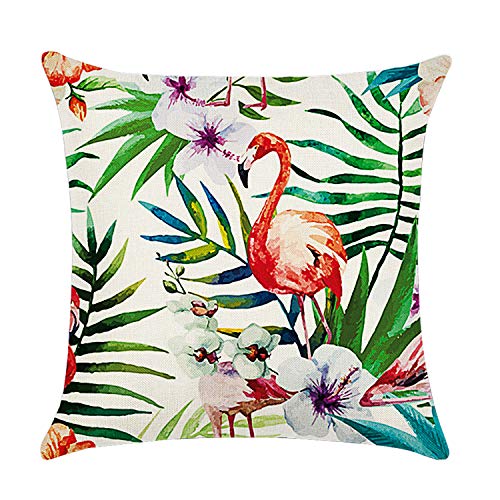 Cushion Covers 45 x 45 cm，Set of 4 pillow cover Cotton and Linen Pillow case Cushion Covers for Sofa garden bed couch cushions(Flower-7)