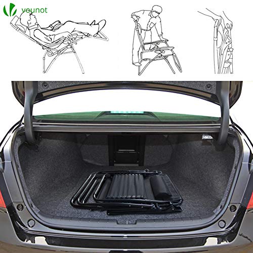 VOUNOT® Zero Gravity Chair, Deck Folding Recliner Sun Loungers Outdoor Chair with Cup and Phone Holder, Black