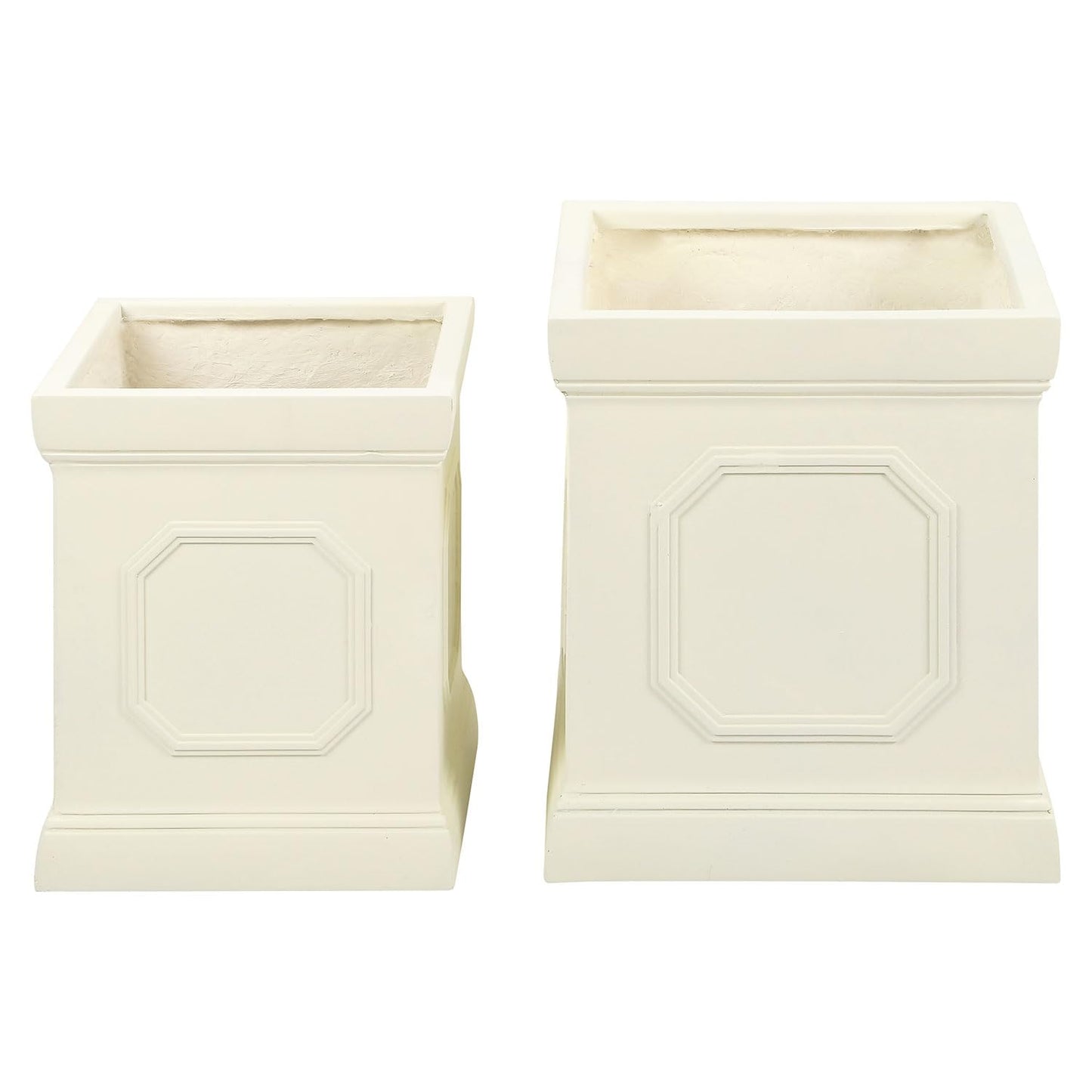 Taylor & Brown Set of 2 Large Handmade Square Tall Plant Pots 36/28cm MgO Modern Flower Planter Pot Box Garden Decoration Indoor/Outdoor Planters with Drainage Hole (Square)