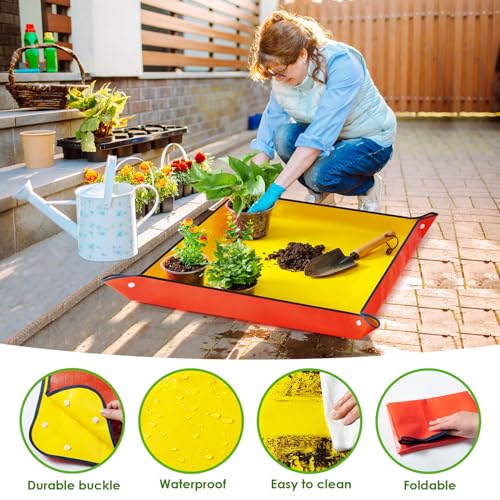 Mactoou 30Pcs Plastic Plant Pots with Repotting Mat, 8.9cm 10.2cm 12.7cm Orchid Pot with Holes, Clear Nursery Pots with 20pcs Plant Labels, 66cm x 66cm PE Planting Mat for Indoor Garden Plants