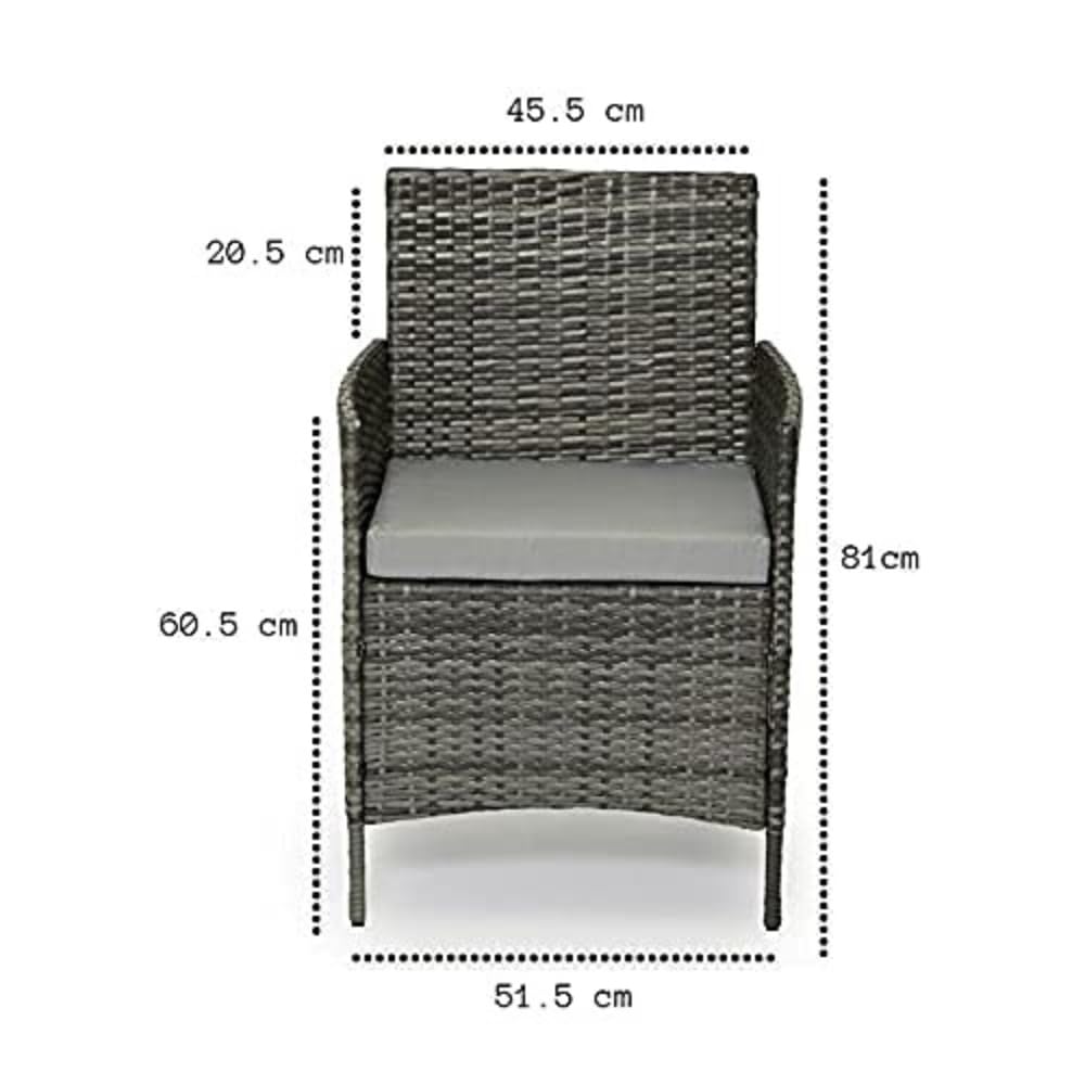 EVRE Grey Rattan Garden Furniture Set Patio Conservatory Balcony Indoor Outdoor 4 Seater Piece Glass Top Coffee Table Modular Sofa Loveseat with Cushions