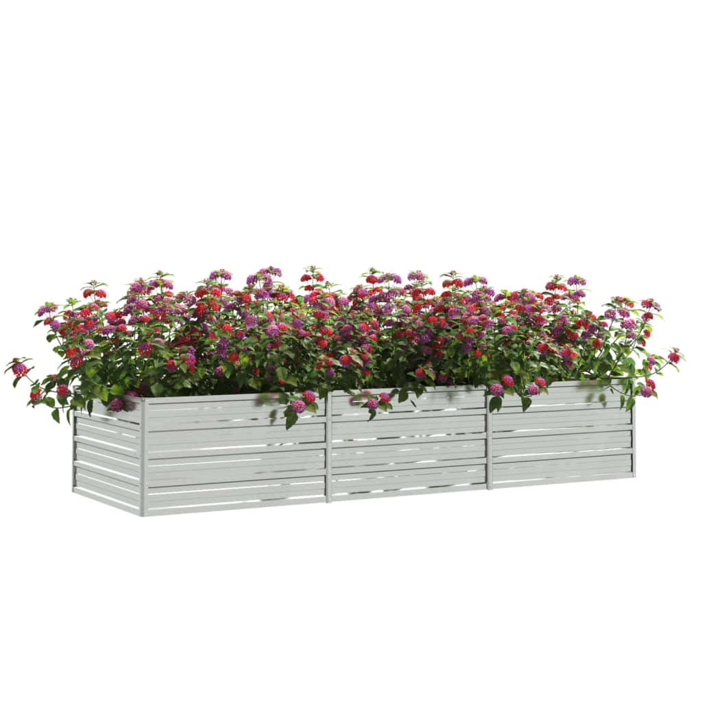 vidaXL Garden Raised Bed - Galvanized Steel Planter 240x80x45 cm for Outdoor Garden, Patio Space, Weather-Resistant Metal Flower Box, Silver Rectangular Pot