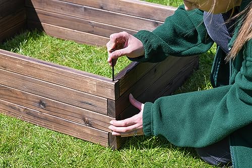 Wooden Raised Garden Planter Treated Fir Wood Outdoor Flower Trough Herb Vegetable Bed in 3 Sizes Bottomless Assembly Required (Medium 80x60cm)
