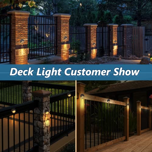 HIBOITEC 6Pcs Low Voltage LED Deck Lights Warm, 2.5W Landscape Step Stair Railing Light with 18 LED Chips, IP67 Waterproof Outdoor Decking Lighting Garden Fence Light 2700K