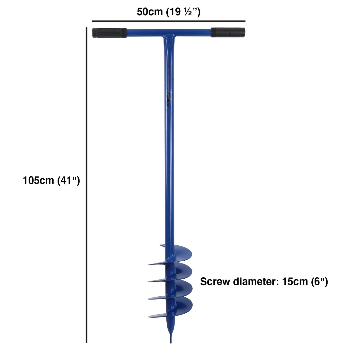 Woodside Manual Garden Earth Auger 150mm Fence Post Hole Digger, 15cm Diameter, 105cm Length