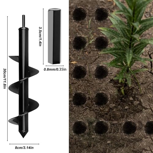 Garden Auger Drill Bit for Planting 6x37cm/8x30cm/4x22cm, Bulb Planting Auger, Post Hole Digger,Fence Post Digger Tool,Auger Post Hole Digger for 3/8" Hex Drive