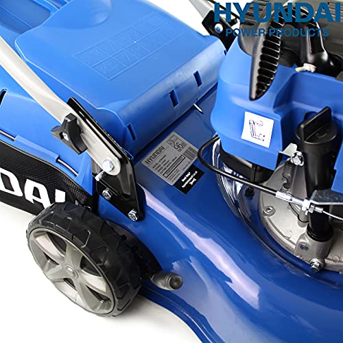 Hyundai Petrol Self Propelled Lawnmower, 17"/43cm 139cc, Recoil Pull Start, 5 Adjustable Cutting Heights, Large 45l Grass Collector Bag, Foldable Handles, 3 Year Warranty,