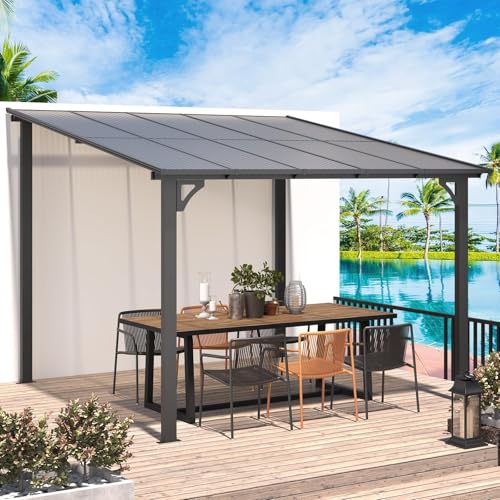 UNIONLINE 3x3m Aluminium Hardtop Gazebo Pergola – Wall-Mounted