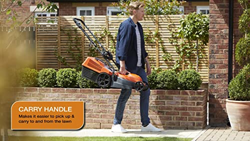 Flymo SimpliMow 320V Wheeled Electric Lawnmower - 1300 W Motor, 32 cm Cutting Width, 30 Litre Grass Box, Soft Grip Handles, Orange and Grey