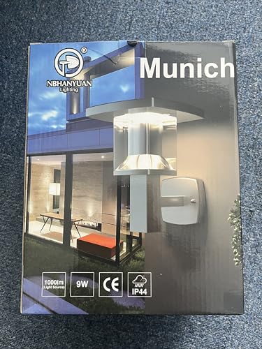 NBHANYUAN Lighting Outside Wall Light,SUS304 Stainless Steel Outdoor Light Garden Light Waterproof Outdoor Wall Lamp,3000K Warm White for Yard,Porch,Black,IP44 1000LM