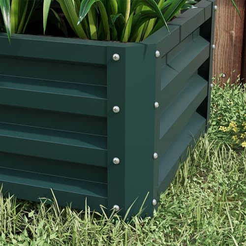 Outsunny Steel Raised Beds for Garden Set of 2, Outdoor Elevated Planter Box, Easy-to-assemble, for Growing Flowers, Herbs and Vegetables, Green