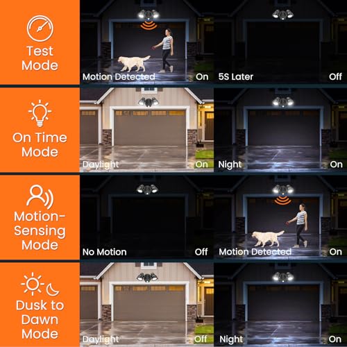 ALUSSO LED Security Light Outdoor with Motion Sensor, Remote Control 25W PIR Floodlight IP65 Waterproof, Dask to Dawn Flood Light 3000K-6500K Adjustable, Dimmable Wall Light for Garden Yard Garage