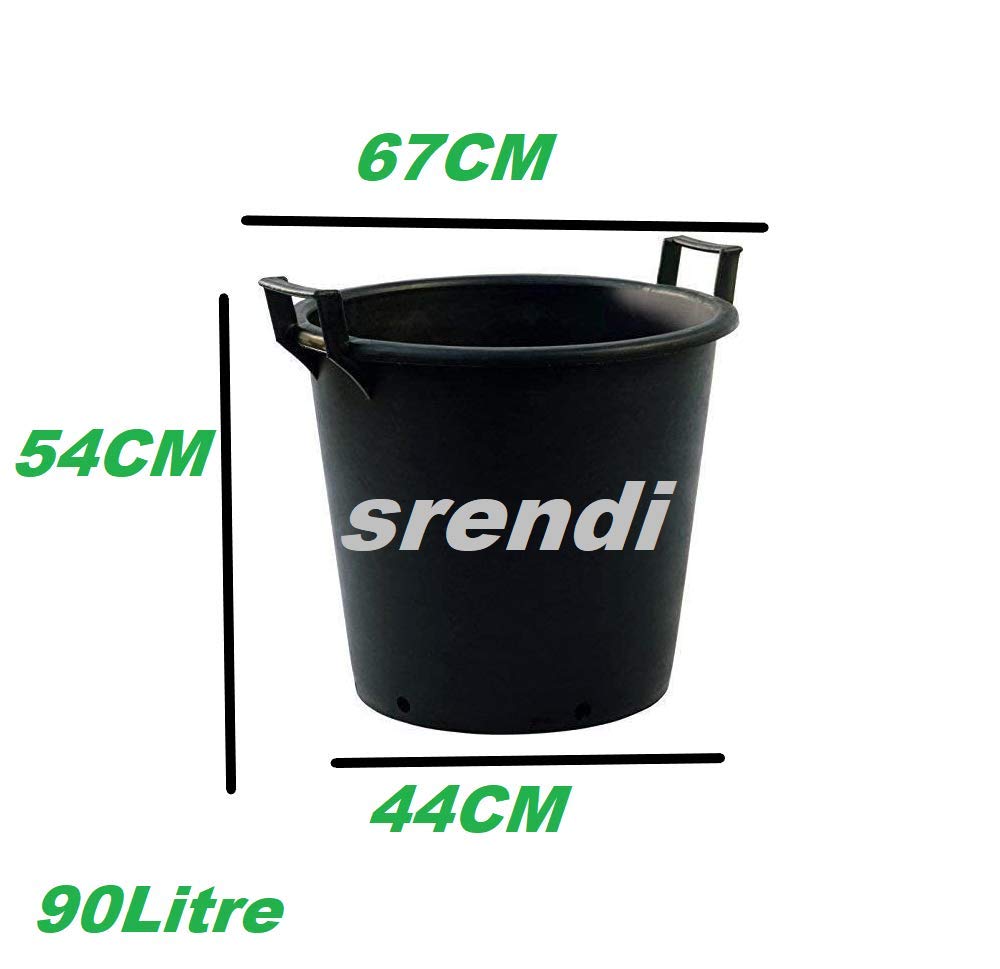 Srendi® 90 Litre Heavy Duty Large Plastic Plant Pots with Handles Outdoor Garden Tree Planters Containers (1)