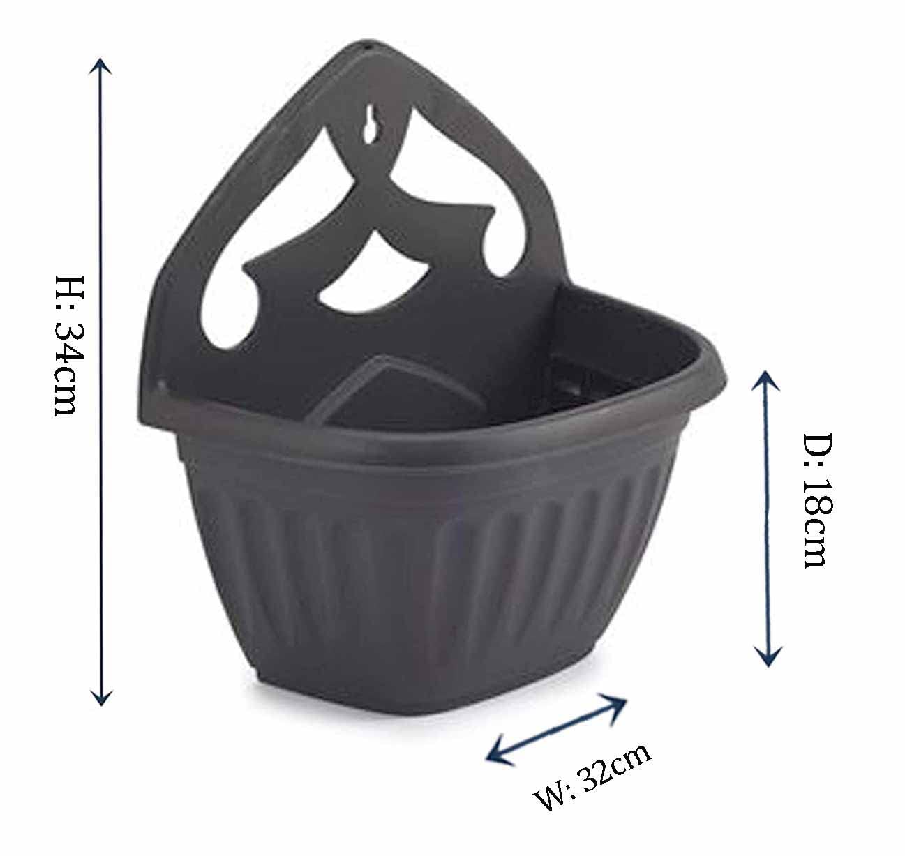 HOMION Athens wall flower planter Garden plant wall mount basket 32cm (Black, 6)