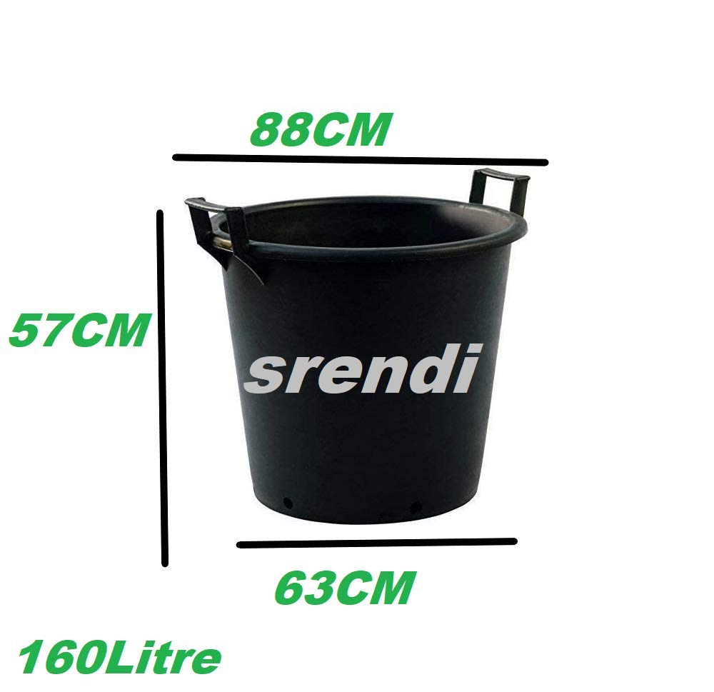 Srendi® 160 Litre Heavy Duty Large Plastic Plant Pots with Handles Outdoor Garden Tree Planters Containers (1)