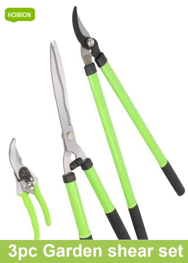 3pc Shear Set Tree Loppers Heavy Duty Professional Hedge Clippers Sharp Pruning Shears Tree Planter Tree Cutting Tool Shears Lopper Set Sharp Pruning Shears Tree & Shrub Care Kit