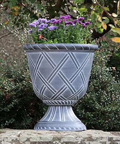 SG Traders Large Bell Lattice Urn Planter Black & White