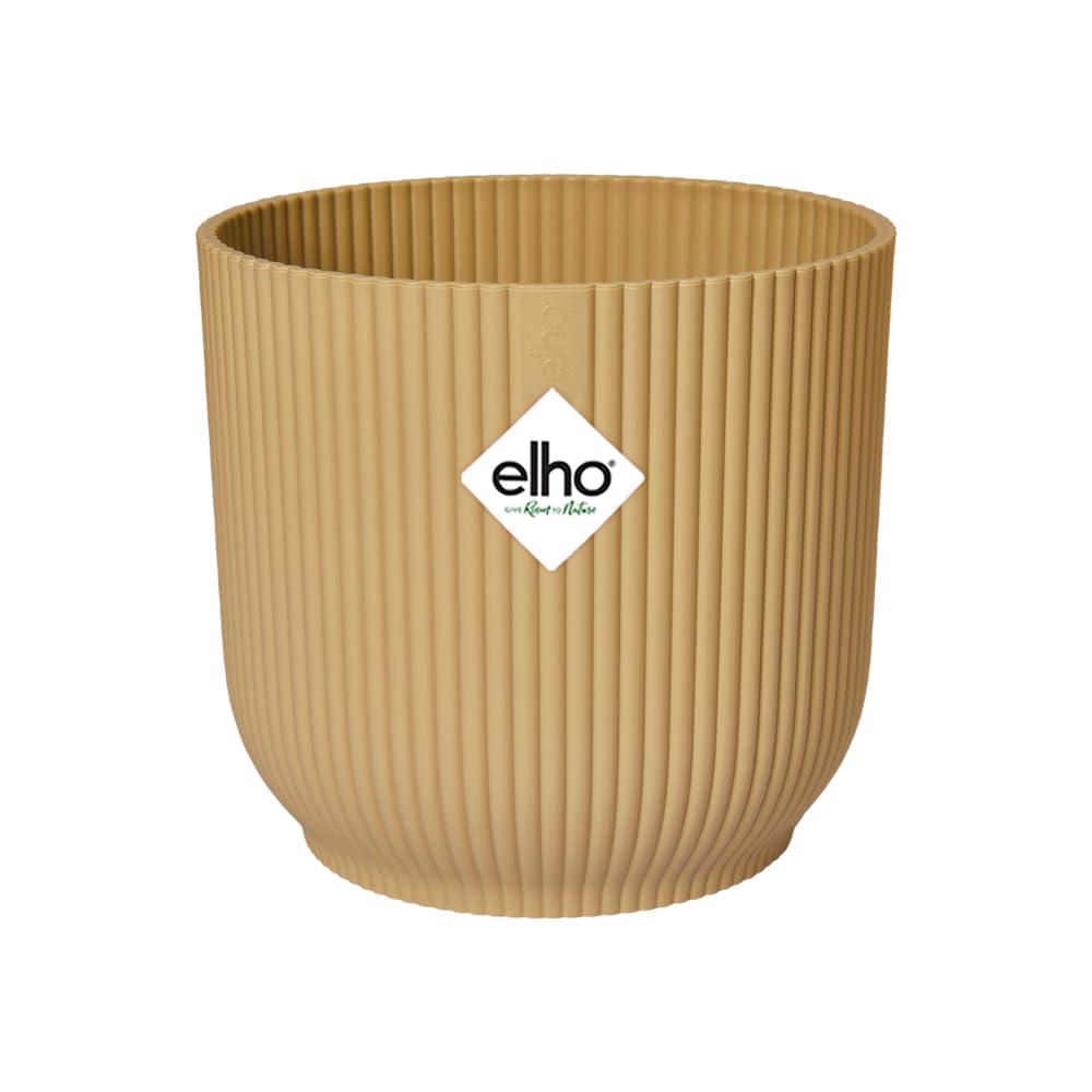 elho Vibes Fold Round 14 - Flower Pot from 100% Recycled Plastic - Indoor plant pot - Ø 14.1 x H 12.9 cm - Yellow/Butter Yellow