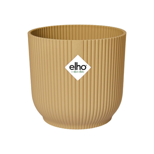 elho Vibes Fold Round 14 - Flower Pot from 100% Recycled Plastic - Indoor plant pot - Ø 14.1 x H 12.9 cm - Yellow/Butter Yellow
