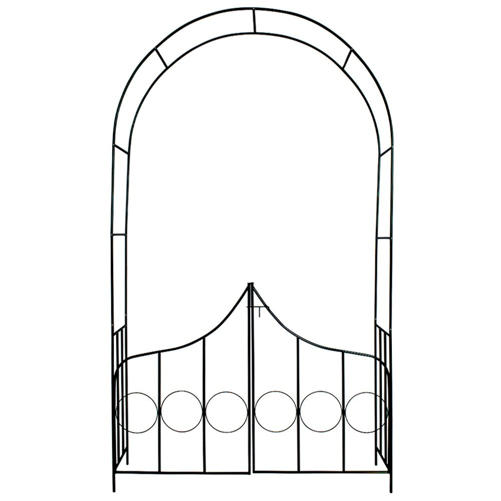 TecTake Garden Arch with Gate - Weather Resistant, Steel, Lightweight Trellis Rose Archway - Suitable for Roses & Climbing Plants - Outdoor Arbour Rustic Style