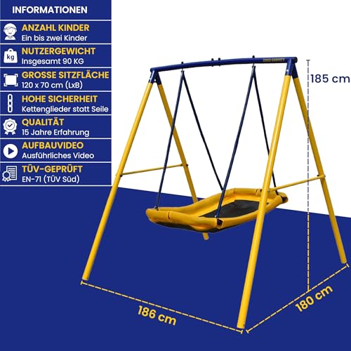 Zero Gravity Kids Swing Set With Sturdy Metal Frame. Garden Fun For Up To 2 Children (Magic Carpet)