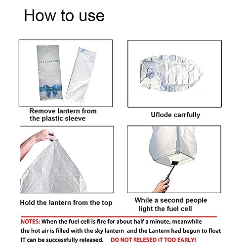 SJOAUET 6 Pack Chinese Sky Lanterns, Latest Portable packaging, Biodegradable Eco-Friendly Chinese Paper Lanterns to Release in memory Wish for New Year, Weekends, Holidays and Festivals