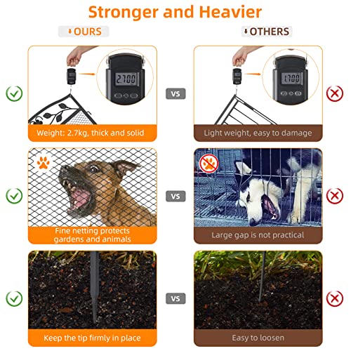 UNHO Decorative Garden Fence Panels: 5pcs Wrought Iron Lawn Edging Border Outdoor Metal Trellis Animal Barrier for Patio Backyard 43in X 9.8ft