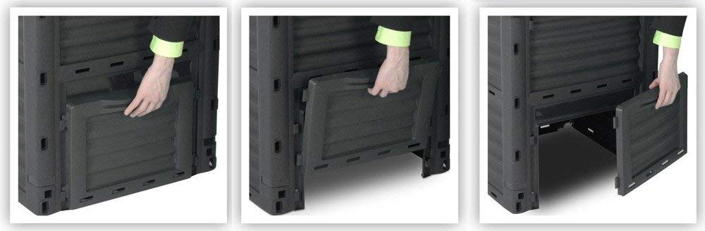 4smile 300 Litre Garden Composter Bin Composting Waste Box Recycling Eco Storage, Plastic, Black