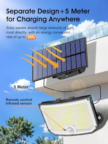 Solar Lights Outdoor Garden Lights,238LED 2000LM Solar Lights Outdoor Lights,3Mode Remote Solar Security Lights Outdoor Motion Sensor 270°,2200mAh Outdoor Wall Lights,IP65 Solar Lights Outdoor Garden