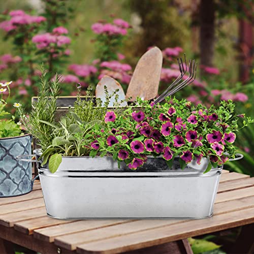 BestAlice 5 Pack Galvanized Planters for Outdoor Plants, Galvanized Oval Planters Tub Galvanized Buckets with Handles, Metal Pail Flower Pot for Indoor Outdoor Decor