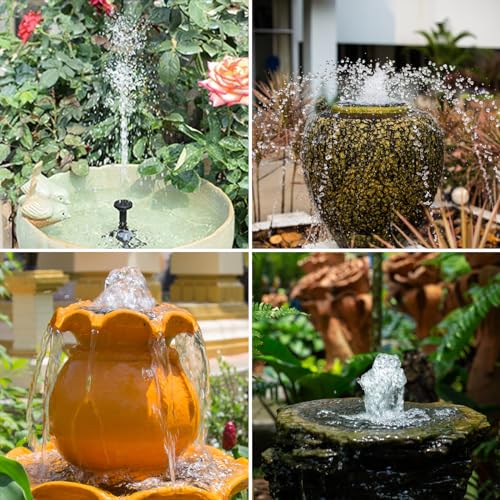 AISITIN Solar Fountain Pump, 2.5W Solar Powered Water Pump Solar Panel Kit Water Pump Submersible Pump Solar Powered Water Feature with 6 Nozzles and Transparent Hose for Pond,Fountain,BirdBath,Garden