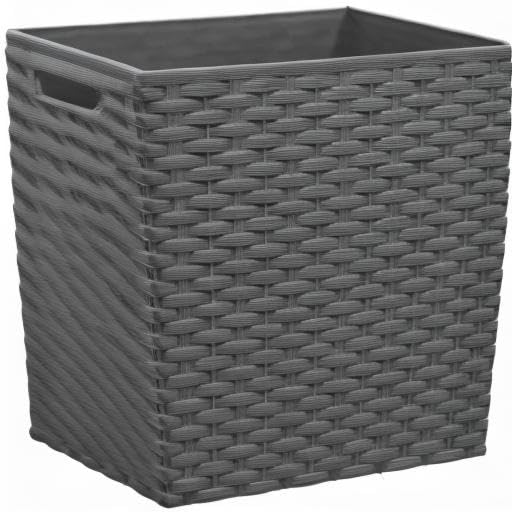 simpahome 7 Litre Cubie Rattan Plastic Planters - Grey, Set of 2 Pots - 19cm (H) x 19cm (W) x 19cm (D)
