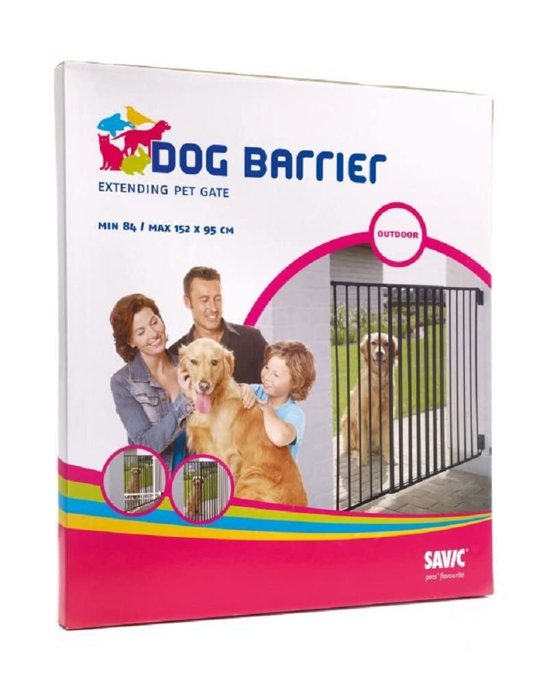 Karlie Outdoor Extendable Dog Gate, Black, Metal, 152cm W x 95cm H