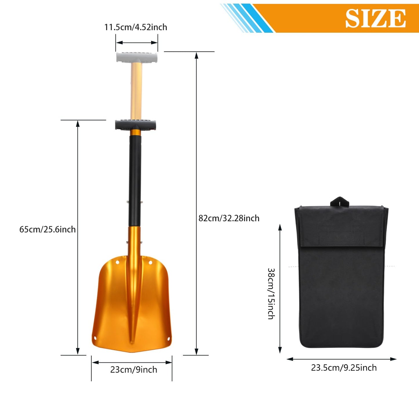 nutmanel Snow Shovel Folding Shovel,Aluminum Portable Lightweight Snow Shovel,Extendible Handle Shovel,for Car,Camping,Outdoor Activities