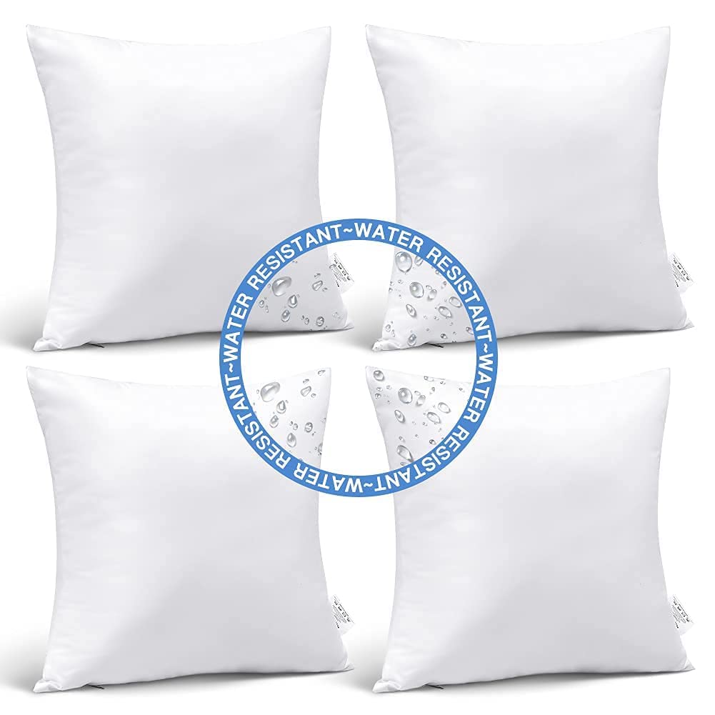 JOTOM Outdoor Cushion Inserts 45x45cm Waterproof Premium Cushion Inner Pads 18"x18" Pillow Filling Set of 4 Decorative Square Pillow Inserts Sofa Pillow Stuffer Patio Garden Blench Couch Bed Cushions