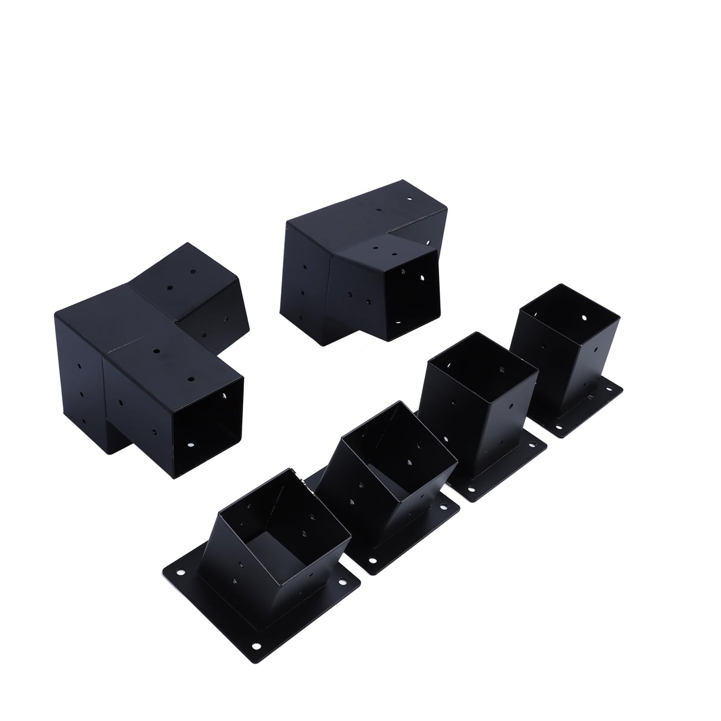 6Pcs Pergola Corner Brackets, Alloy Steel Corner Bracket Base Top Mount 3 Way Bracket DIY Post Base Kit Outdoor Patio Pergola Hardware Kit with Screws for Gazebo Canopies Carports