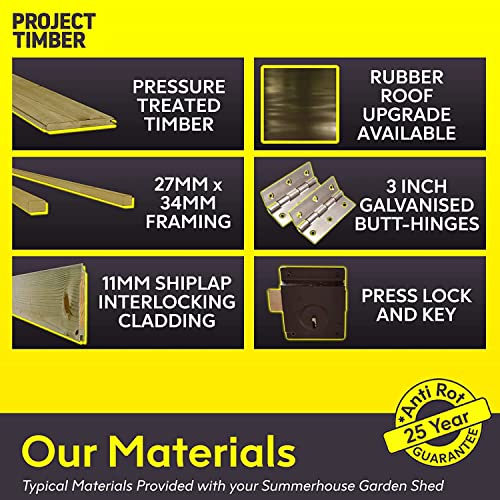 Project Timber 10 x 6 Cannes Wooden Summerhouse Garden Shed | French Door | Bi-Fold Double Door | Pressure Treated Tongue & Groove Cladding | Summer house French Door | Garden Summerhouse Shed