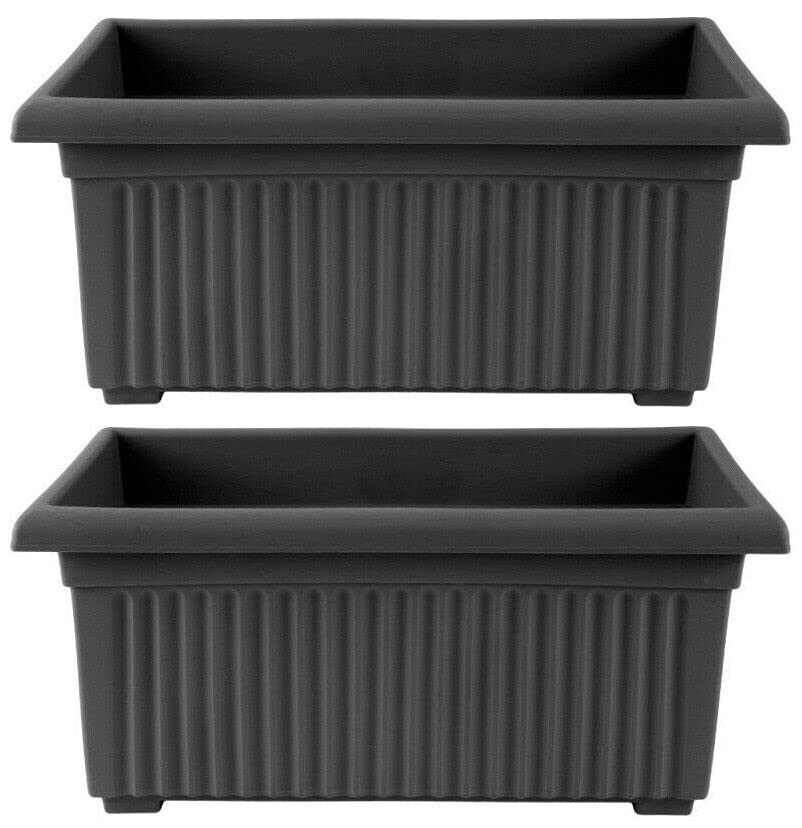 Muddy Hands Pack of 2-53cm Black Long Trough Plant Pots Large Plastic Planters Indoor Home Outdoor Garden Fruit Salad Vegetable Herb Flower Box