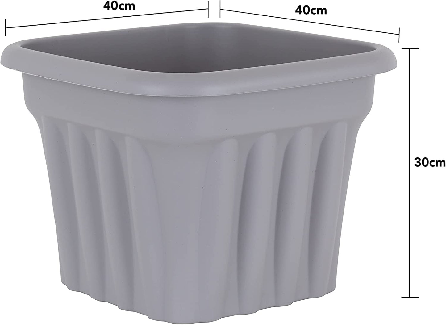 4 X 40cm Square Plastic Garden Planters Outdoor- 25L Large plant pots with Drainage Hole for Garden Pots Nursery Aloe Orchid Seedlings Sapling Box – Grey