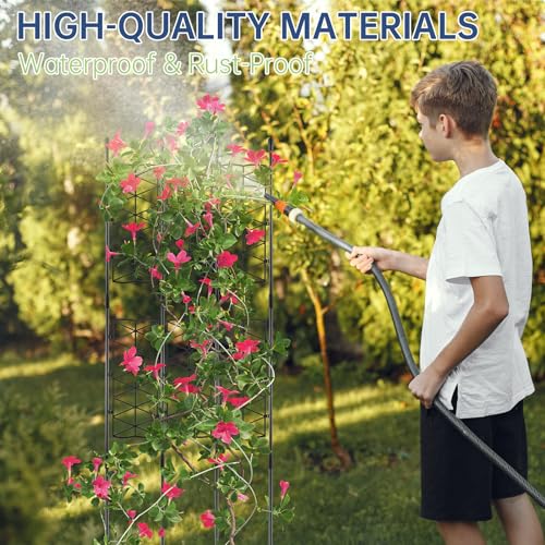 NiHome 6-Pack 50 Inches Garden Trellis for Climbing Plants Outdoor, Plant Support Trellis Cage for Clematis, Roses, Jasmine and Vines Such as Tomatoes, Grapes, Cucumbers and Blackberries