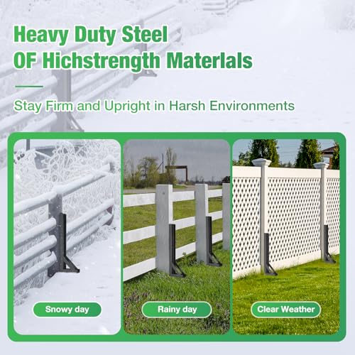aleawol Fence Post Repair Kit Heavy Duty Support Stake, Steel Fence Post Repair Kit with Nails, Drill, Garden Fence Ground Spike for Repairing Damaged Fence Gate Posts Sign Posts or Mailbox